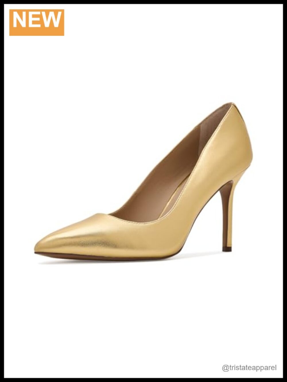 Metallic Leather Pointed Toe Stiletto Heel Pumps Slip On